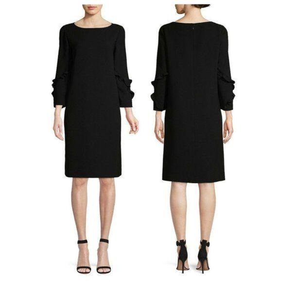 Lafayette 148 Abigail Finesse Black Ruffle Dress